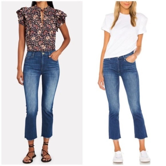 Mother Jeans The Mid Rise Dazzler Crop Fray in Squeeze It
